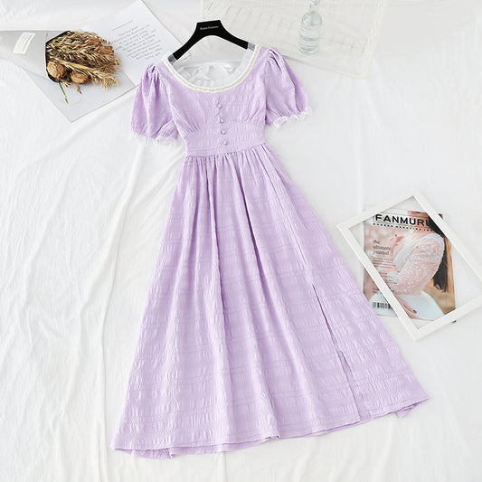 Neu geschnittenes französisches Kleid mit schmaler Taille 4668