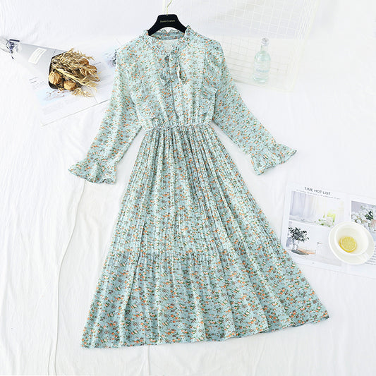 New French Vintage Chiffonrock mit dünner Rüsche an der Taille 4698