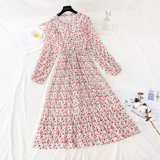 Neues Blumenkleid mit Kniefalten 4575
