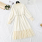 New style lace stitched knee length mink sweater with bottom skirt  4767