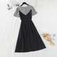 New stitched fake two piece dress women's French dress  4636