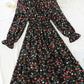 Bow Elastic Waist floral dress Ruffle  4815
