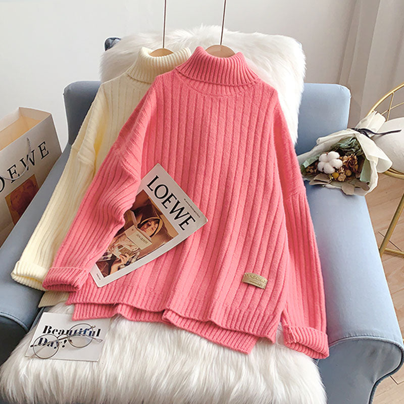 Hochgeschlossener Pullover im ausländischen Stil mit gestricktem Boden 5091