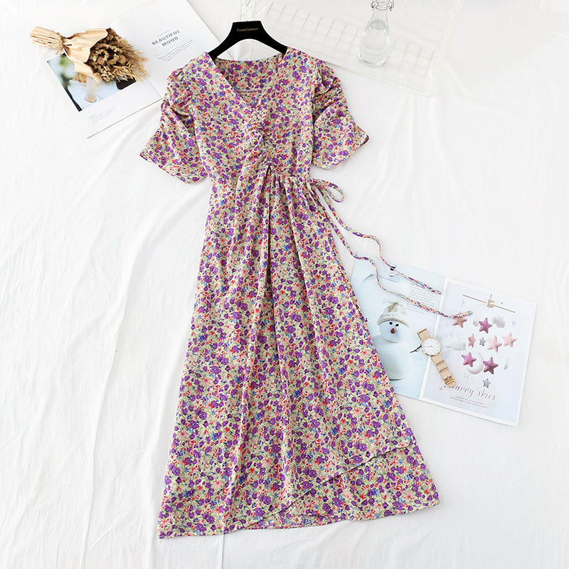 Nouveau vent doux, taille fine, jupe en mousseline de soie vintage française 4599