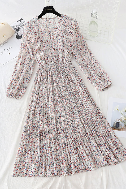 Neu Ruffle Chiffon Kleid Chiffon Overknee dünner Faltenrock 4803