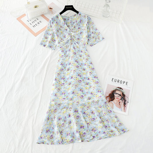 Die neue Taille ist schmal. Langer Rock aus Chiffon mit Fischschwanz-Göttin 4612