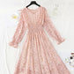 New women's pleated elastic waist Floral Dress  4816