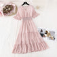 New French Vintage chiffon long skirt fairy super fairy series  4592