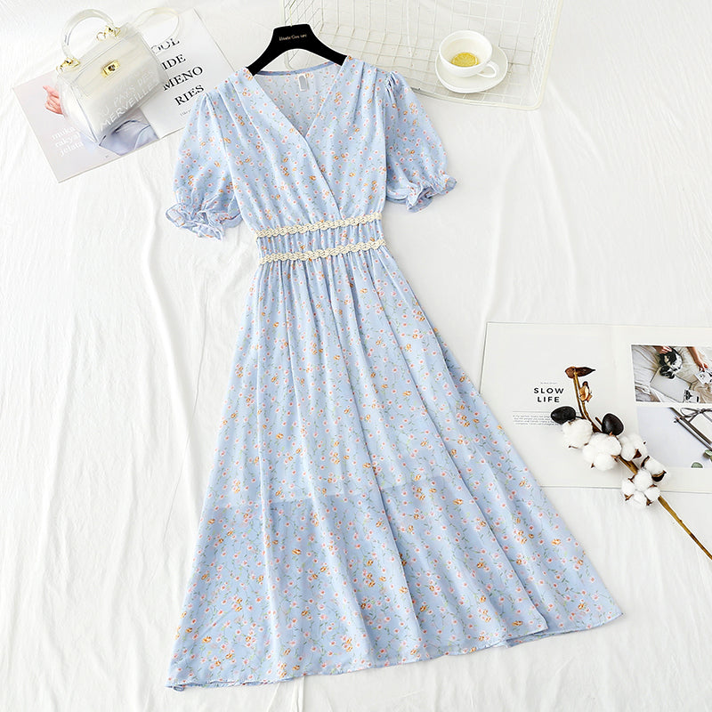 Robe vintage française en mousseline de soie à volants 4885