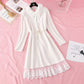 Seahorse wool knitted dress fake two pieces of stitched lace  4777