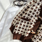 Thousand bird lattice ox horn buckle sweater coat female  4925