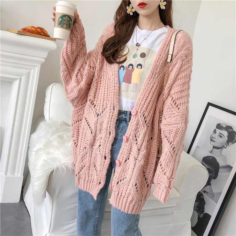 Korean loose hollow out sweater coat 4909