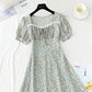 New style gentle wind sweet square collar lace temperament small skirt  4860