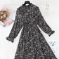 New style fungus Ruffle Skirt round neck slim Chiffon Dress  4834