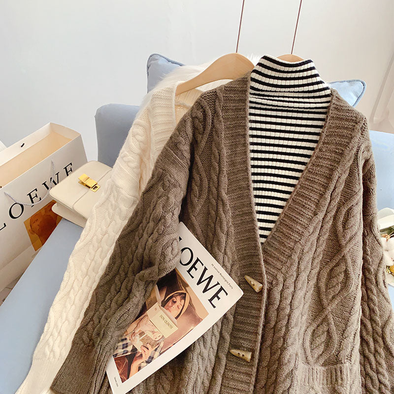 Lazy wind twist long sweater coat female  4927