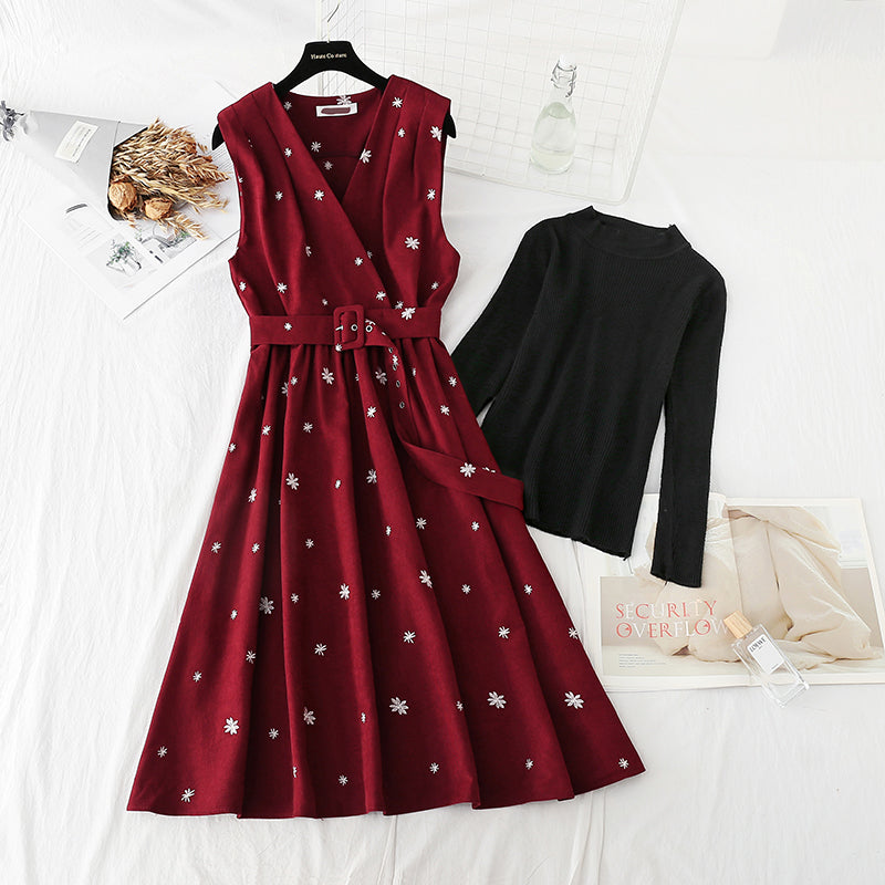 New dress autumn winter christmas fashion suit two-piece skirt  4567
