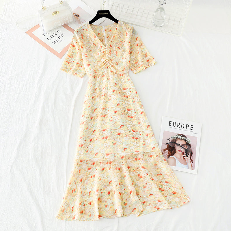 The new waist is slim. Chiffon long skirt goddess fishtail skirt  4612