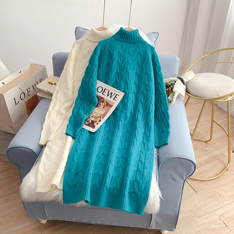 Long bottomed dress with loose thickened inner wool skirt  4928