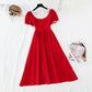 New cut waist thin split French dress  4668