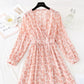 V-neck waist closing Chiffon Dress slim and light mature wind floral skirt  4806