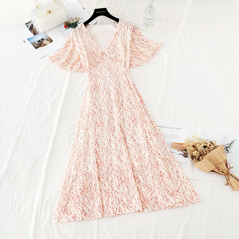 The new waist is slim, gentle and retro French dress  4651