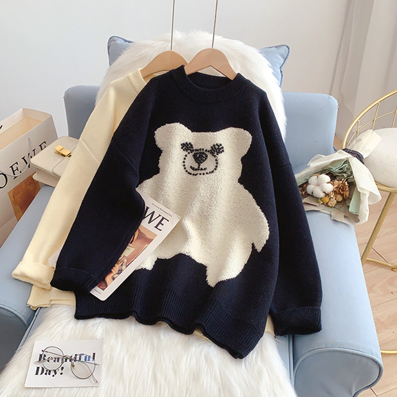 Rosa süßer Bärenpullover Damenpullover 4930