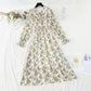 The new chiffon dress is soft and worn over the knee, showing a thin floral skirt  4819