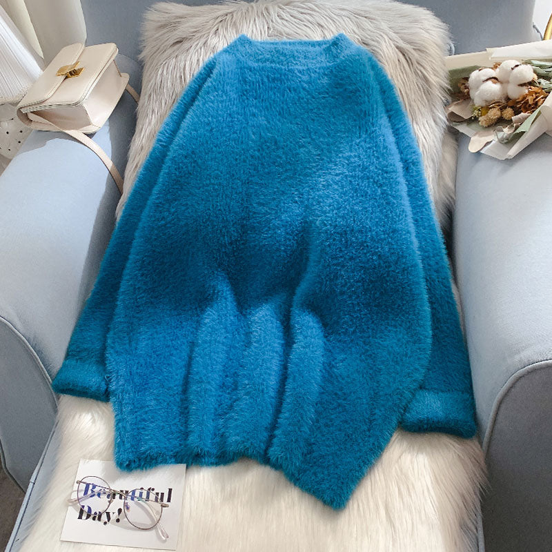Weicher, wachsartiger Pullover aus Nerzimitat für Damen 4917