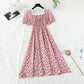 New style square neck Floral Chiffon Skirt French waist closing slim skirt  4675
