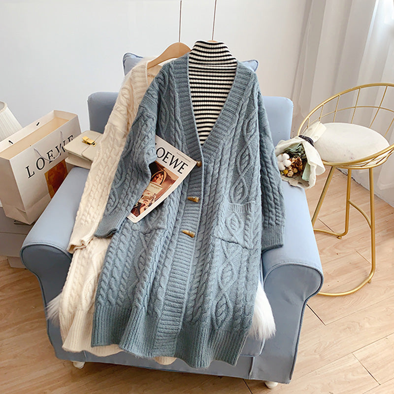 Lazy wind twist long sweater coat female  4927