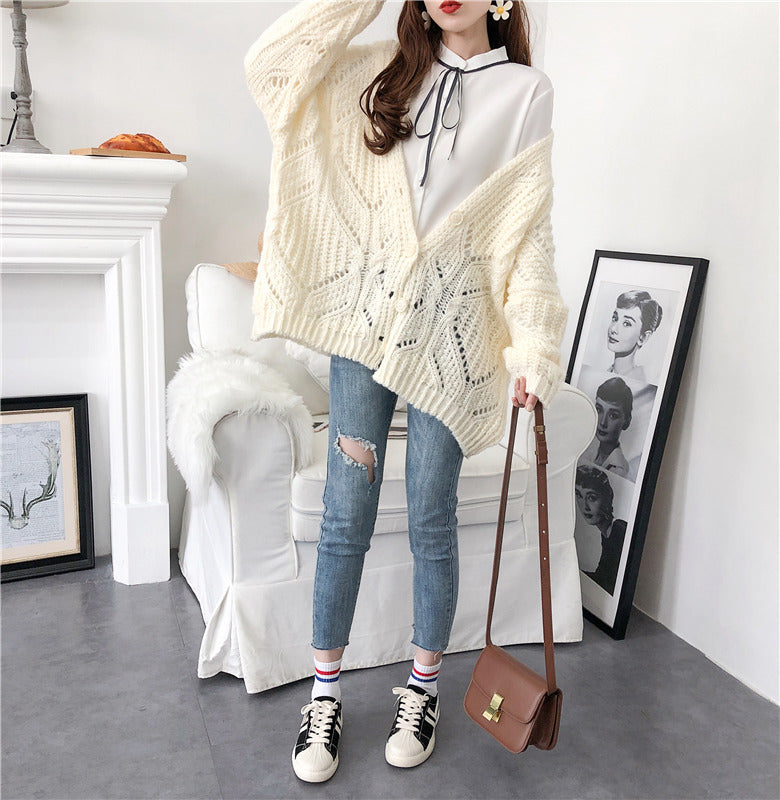 Korean loose hollow out sweater coat 4909