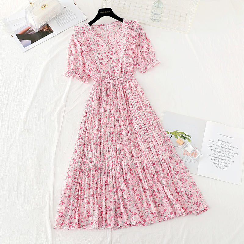 The new waist is slim. Chiffon skirt French gentle wind Fairy Dress  4511