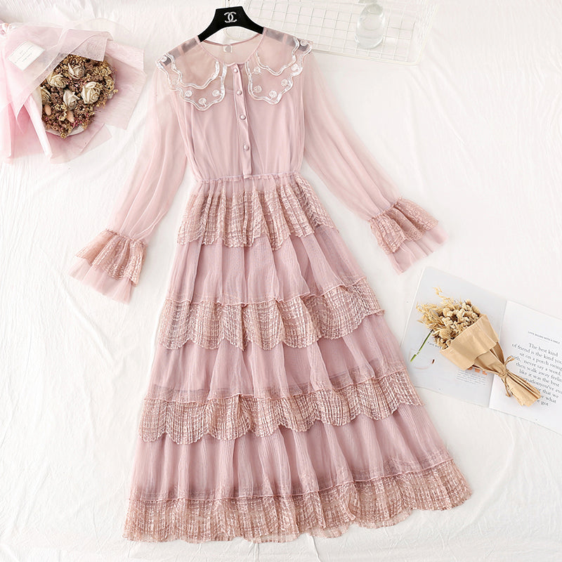 Collier de poupée fée série super fée tige gâteau orange jupe longue 4382