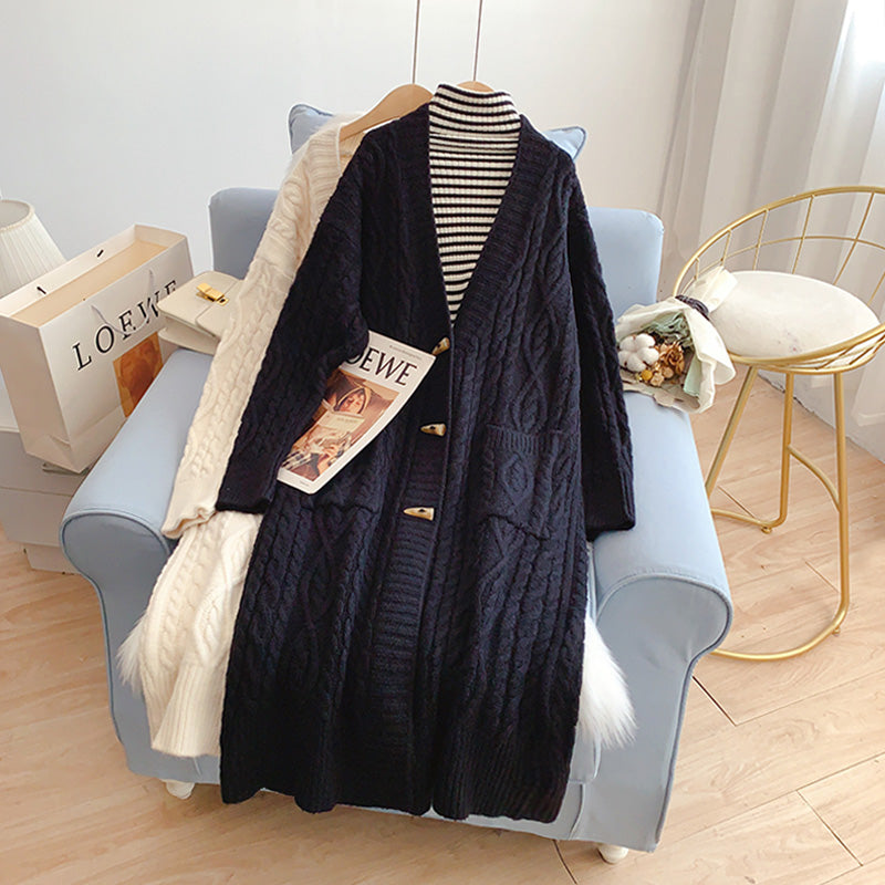 Lazy wind twist long sweater coat female  4927