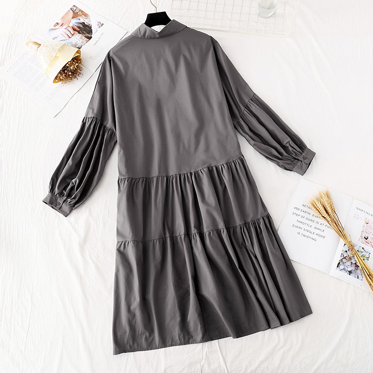 Personalized shirt dress women's light mature style loose and slim style  4496