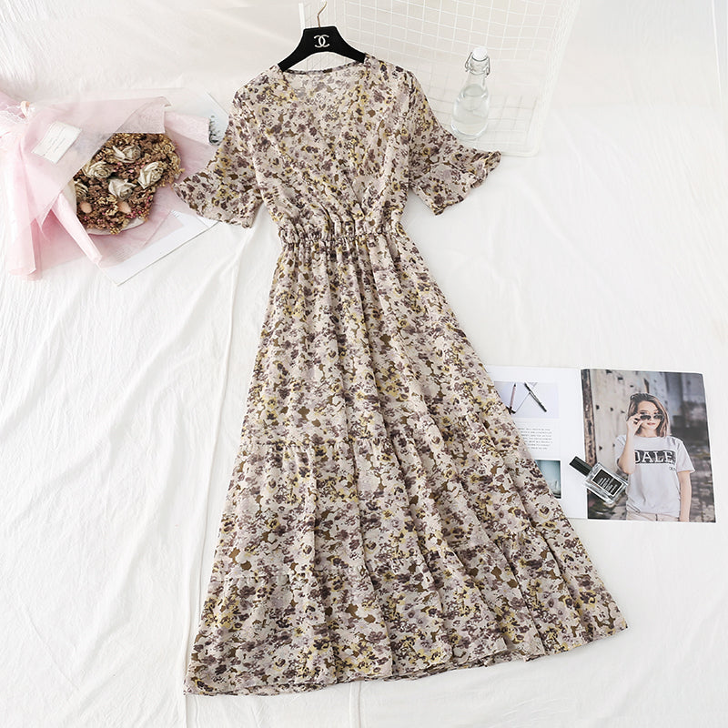 New style gentle wind, slim waist, French retro large swing skirt  4603