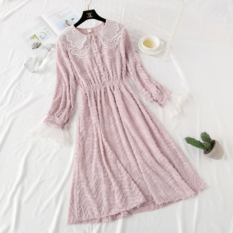 Chiffon tassel lace doll collar bottomed skirt  4470