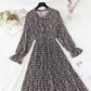 Faltenrock, elastische Taille, dünnes und altersreduzierendes Blumenkleid 4570