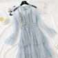 Small retro doll skirt heavy industry lace mesh cake dress  4460