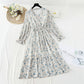 The new French retro minority dress has a drawcord at the waist  4572