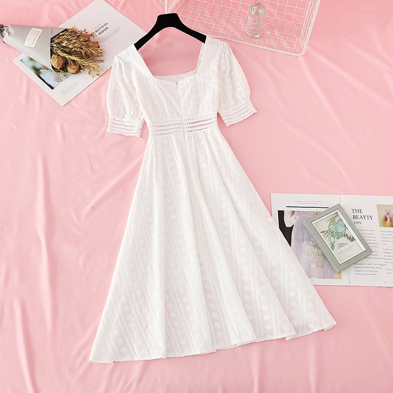 Fairy skirt medium length French retro waist slim  4201