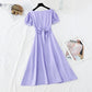 Close waist for thin temperament Square Neck Lace Edge French style  4193