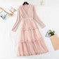 Long cake skirt knee set skirt two piece set  4490