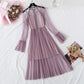 Heavy industry Rhinestone lace gauze dress  4356