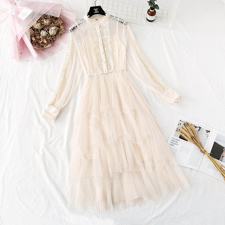 French Vintage Lace cake suspender fairy mesh dress  4371