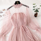 Mesh dress with Beaded long sleeve lace  4307