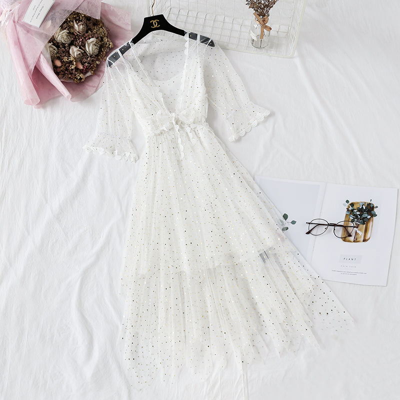 Super xiansen sweet suspender long skirt suit  4322