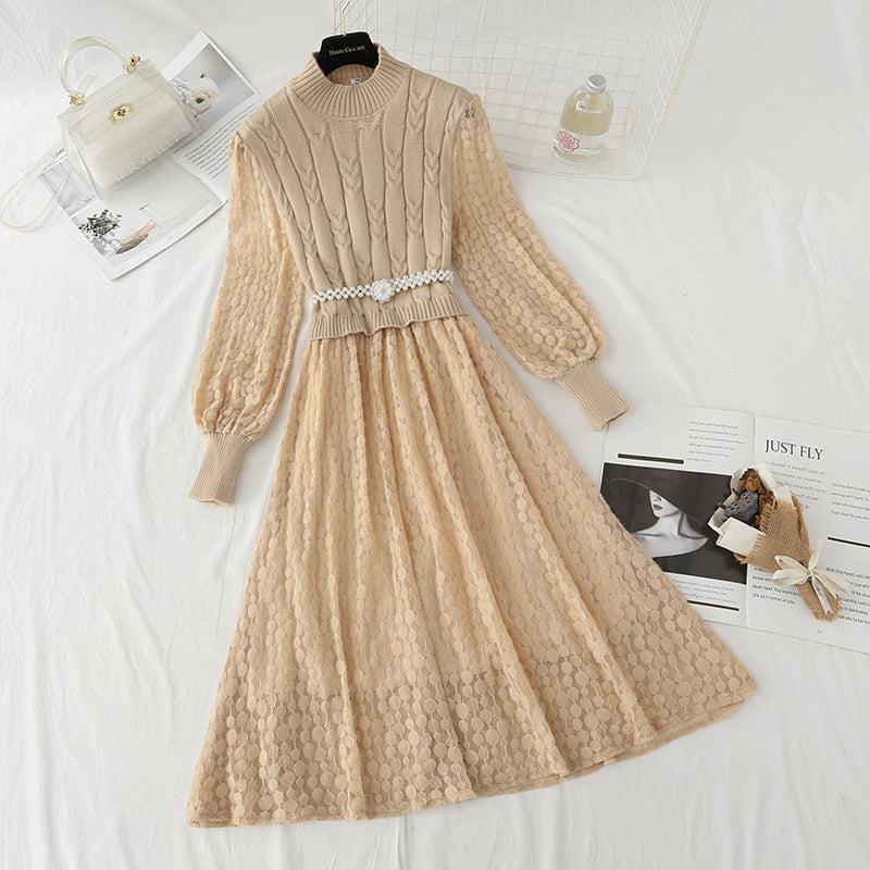 Neues genähtes Spitzenkleid mit Rückenrock 4442