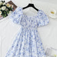 French retro dress with bubble sleeves and slim waist  4270