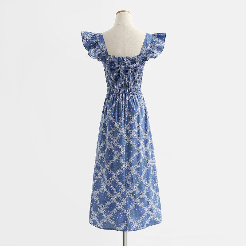 Neues französisches Blumenkleid, süßer und würziger Hosenträgerrock 4283